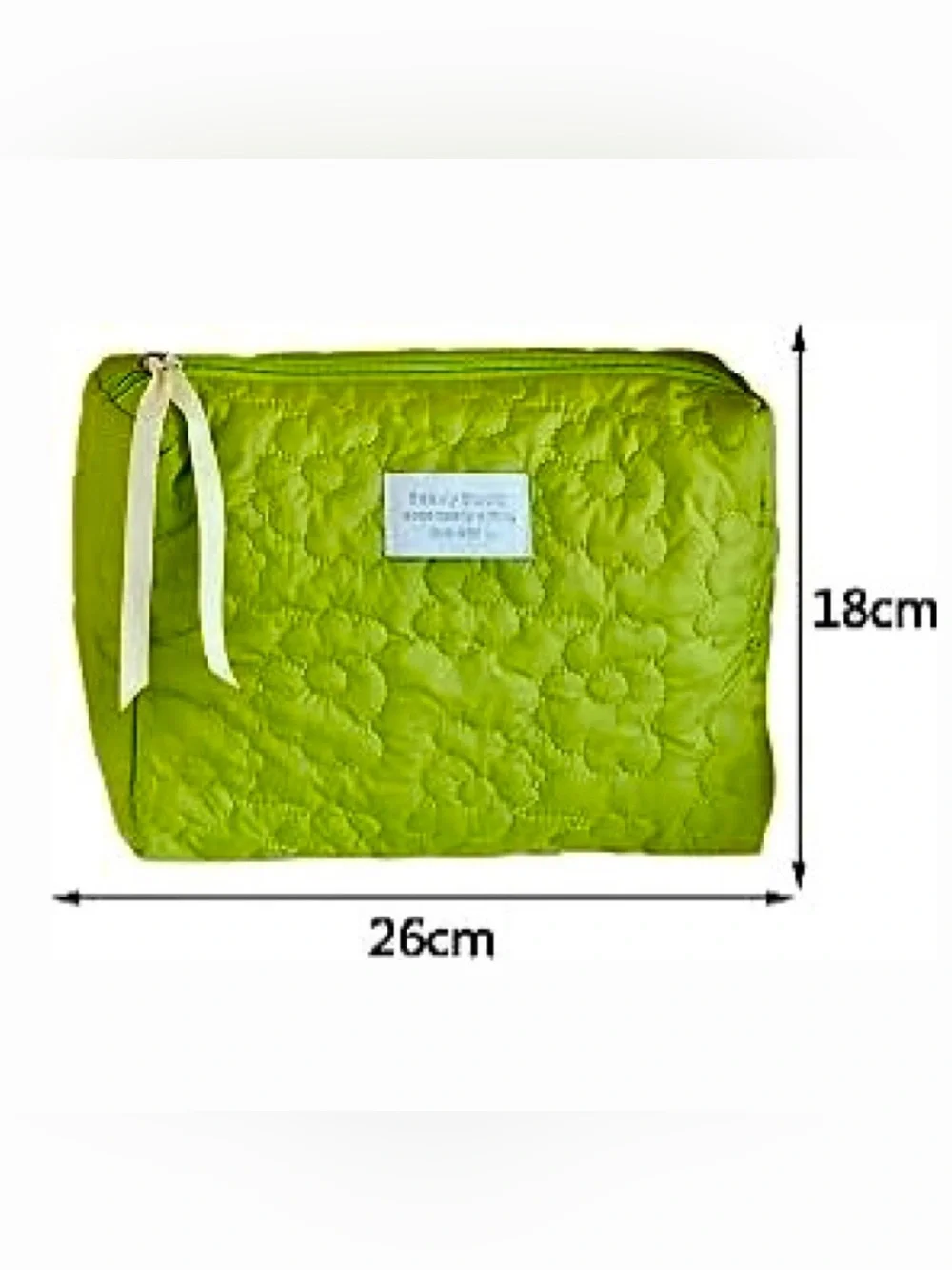 Large Green Quilted Pink Floral Women’s Makeup Toiletries Cosmetic Organizer Bag